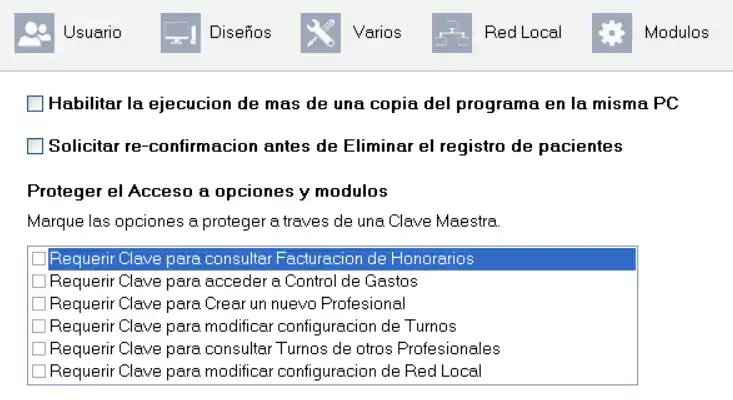 Opciones sensibles